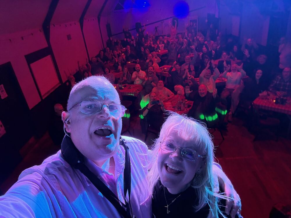 Phil and Kati with the sold-out audience at Carmyllie Village Hall
