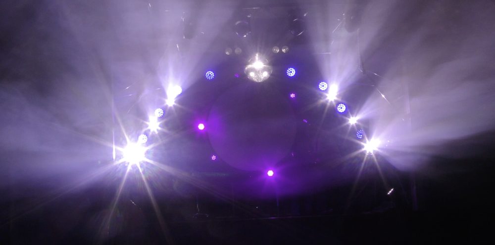 Full lighting rig and mirror ball